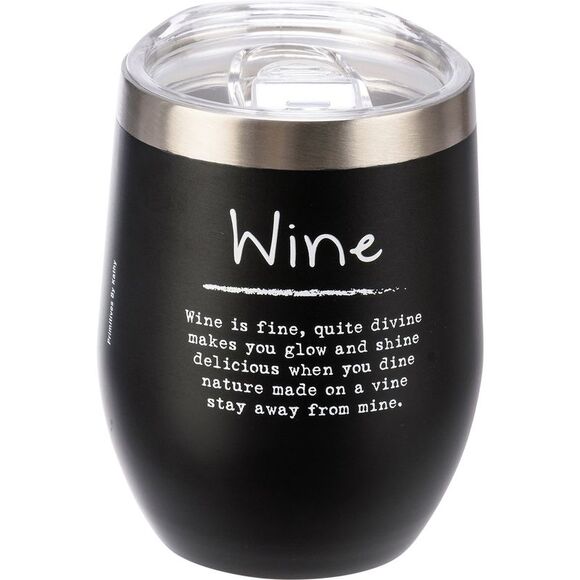 Primitives by Kathy Other - Wine is Fine Wine Tumbler Stainless Steel with Plastic Lid 12 Ounces